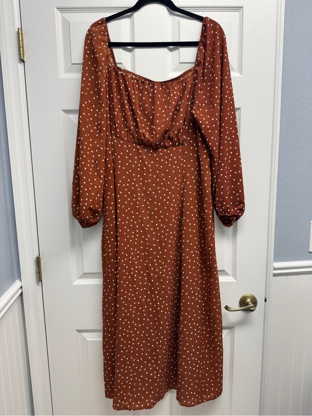 ASOS Curve Rust Polka Dot Long Sleeve Maxi Dress